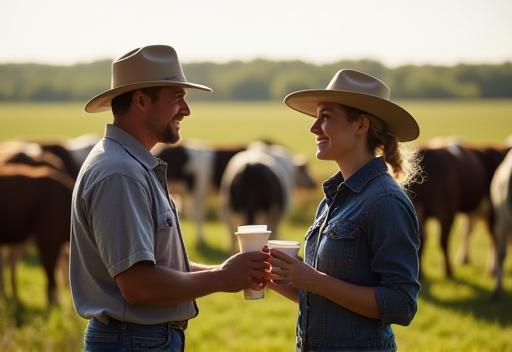 Image showing a dairy farmer and farm.